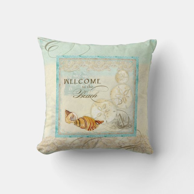 Almofada Travesseiro de decodificação inicial da praia cost (Frente)