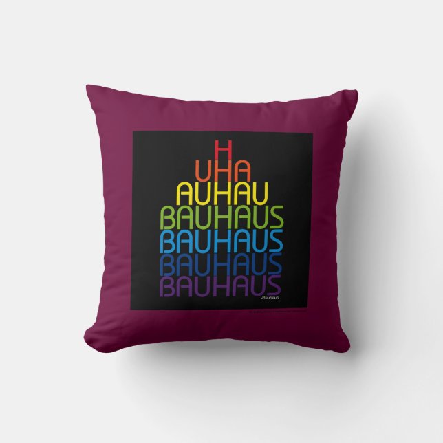 Almofada Travesseiro de Design de Tipo Bauhaus Rainbow (Frente)