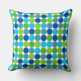 Almofada Travesseiro de Designer com Bolinhas Azul Verde