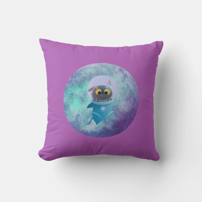 Almofada Travesseiro de Destaque de Gato de Espaço (Frente)