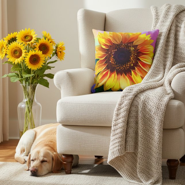 Almofada Travesseiro de Destaque de Girassol Vibrante (Sunflower pillow for your home!)
