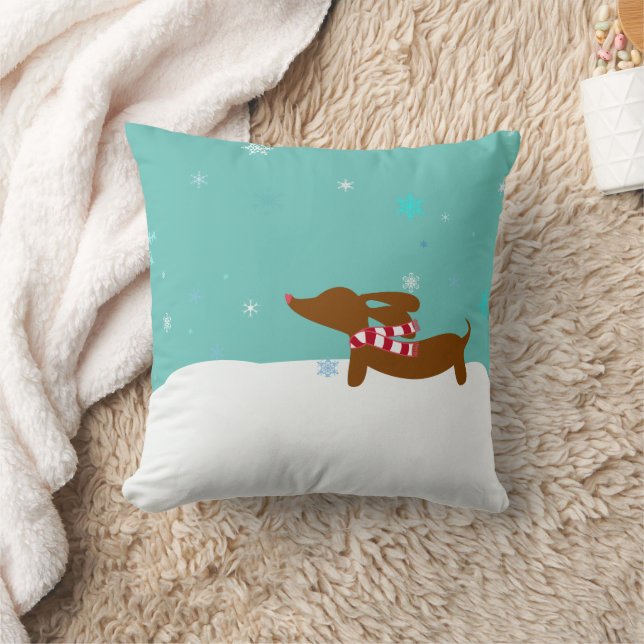 Almofada Travesseiro de Destaque de Natal Dachshund (Cobertor)