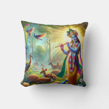 Travesseiro de Deus Hindu Krishna c/ Om design no 