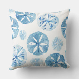 Almofada Travesseiro de Dólar de Areia Azul e Branco.