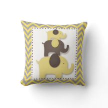 Travesseiro de Elefante com Chevron Amarelo e Cinz