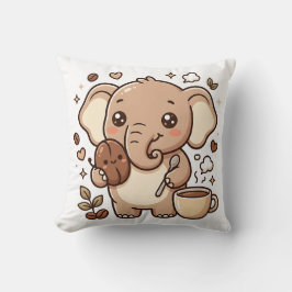 Almofada Travesseiro de Elefante Kawaii - Personagem de Caf