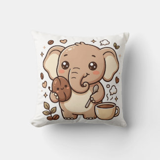Almofada Travesseiro de Elefante Kawaii - Personagem de Caf