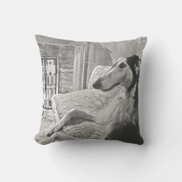 Almofada Travesseiro de Esboço Art Deco Borzoi