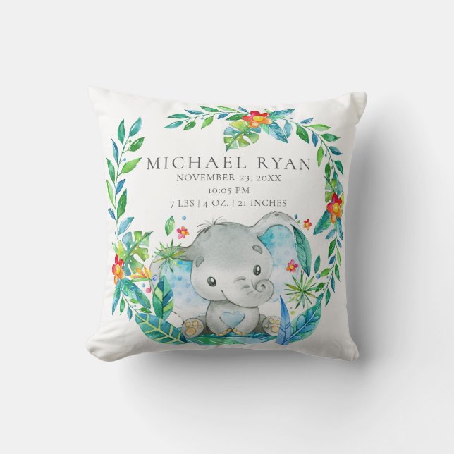 Almofada Travesseiro de Estatísticas de Nascimento do Bebê  (Frente)