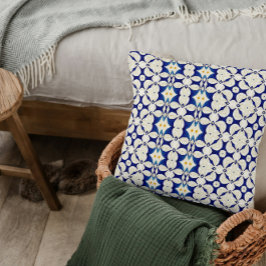 Almofada Travesseiro de Estilo de País em Creme e Azul