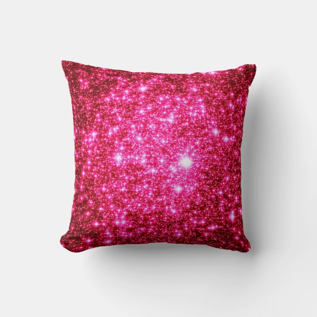 Almofada Travesseiro de Estrelas Rosa Brilhante (Frente)