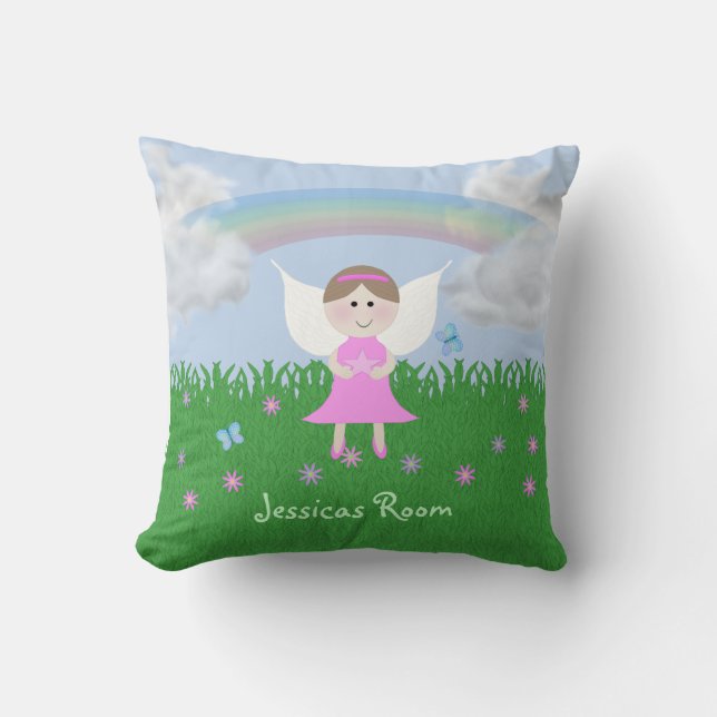 Almofada Travesseiro de Fadas Rosa Personalizadas (Frente)