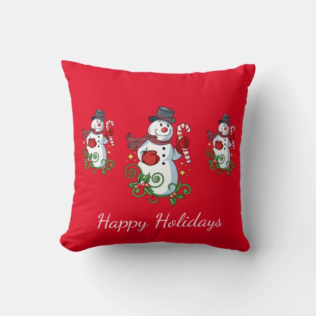 Almofada Travesseiro de Férias-Snowman Throw Pillow (Frente)