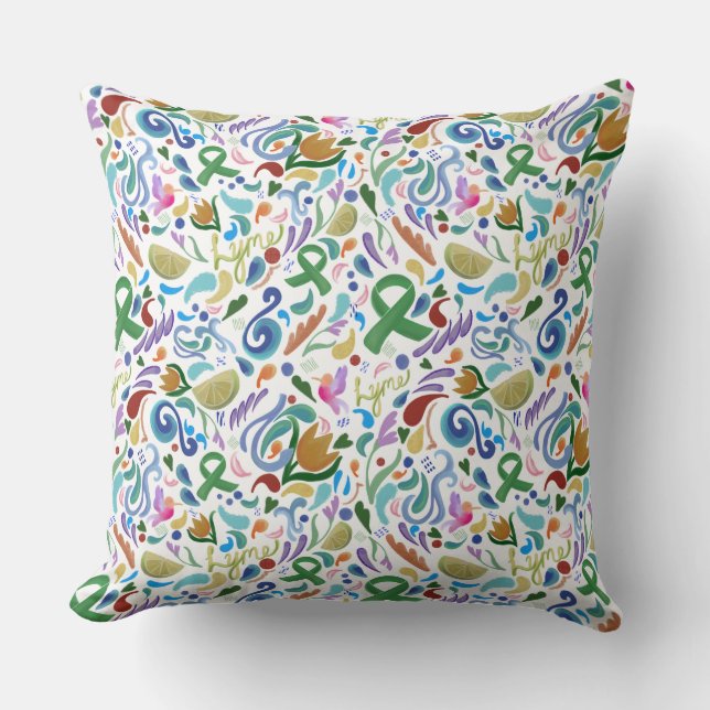 Almofada Travesseiro de Fita Verde de Consciência do Coraçã (Frente)