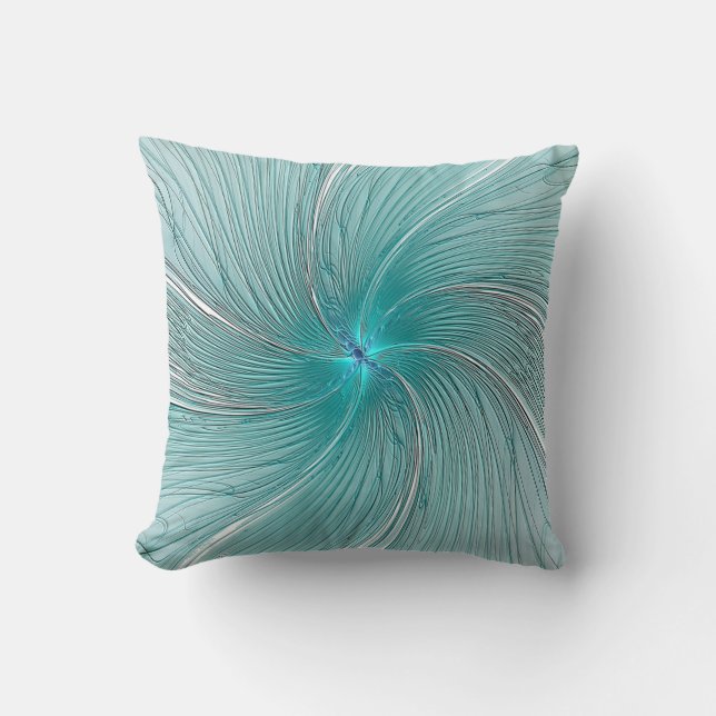 Almofada Travesseiro de Flor de Corda Água Azul e Moderno (Frente)