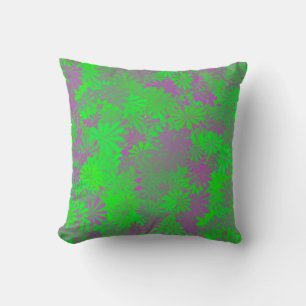 Almofada Travesseiro de Folha Verde e Roxo
