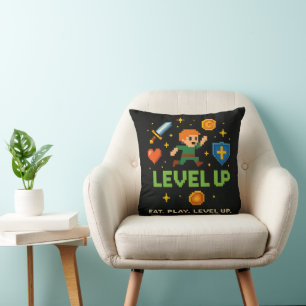 Almofada Travesseiro de Gamer Level Up – Decoração de Jogos