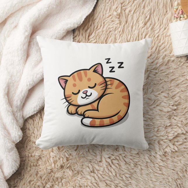 Almofada Travesseiro de Gato de Laranja com Sono (Cobertor)
