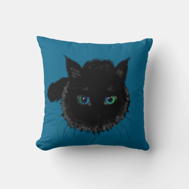 Almofada Travesseiro de Gato Preto (Frente)