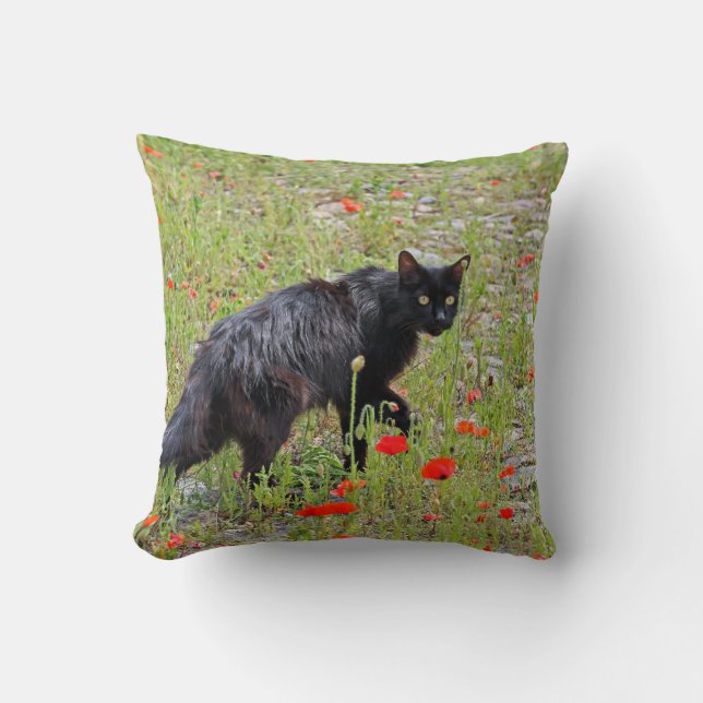 Almofada Travesseiro de Gato Preto Adorável! (Frente)