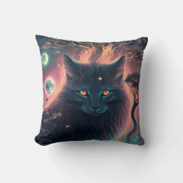 Almofada Travesseiro de Gato Preto Místico | Presente de Br
