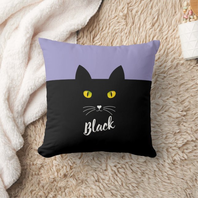 Almofada Travesseiro de Gato Preto Personalizado, Presente  (Cobertor)