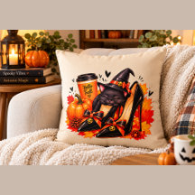 Travesseiro de Halloween de Gato Preto Bruxo – Sal