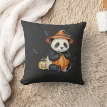 Travesseiro de Halloween de Panda Abobora Fofa
