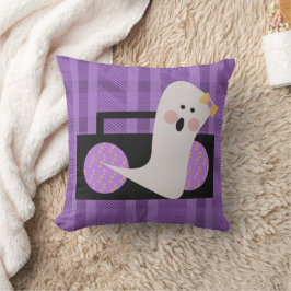 Almofada Travesseiro de Halloween Xadrez Roxo Fantasma Anos