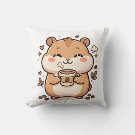 Almofada Travesseiro de Hamster Fofo Bebendo Café