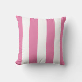 Almofada Travesseiro de Hibiscus Pink e Stripe Branca