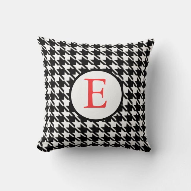 Almofada Travesseiro de Houndstooth com inicial (Frente)