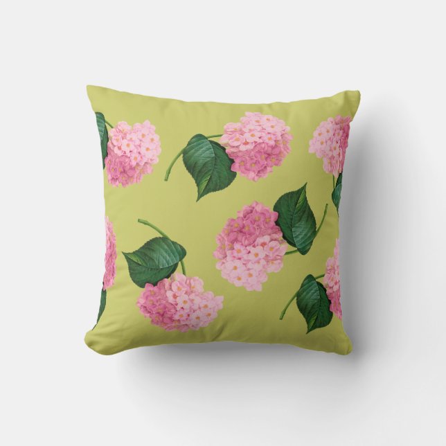 Almofada Travesseiro de Hydrangea Redouta Rosa (Frente)