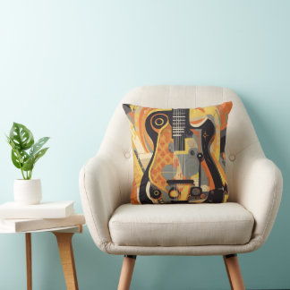 Almofada Travesseiro de Ilustração de Guitarra Retroativa
