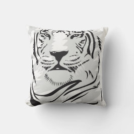 Almofada Travesseiro de Ilustração de Tigre Branco