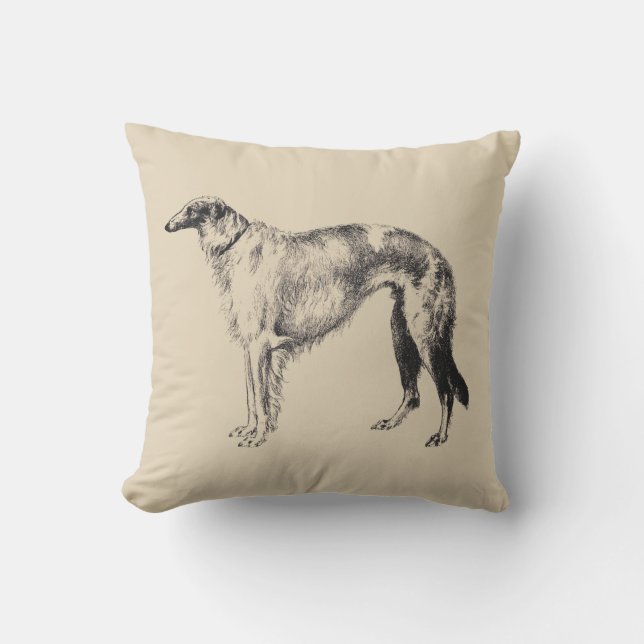 Almofada Travesseiro de impressão vintage Borzoi Martynow (Frente)