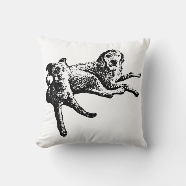 Almofada Travesseiro de Labradoodle e Terrier Duo com Arte  (Frente)