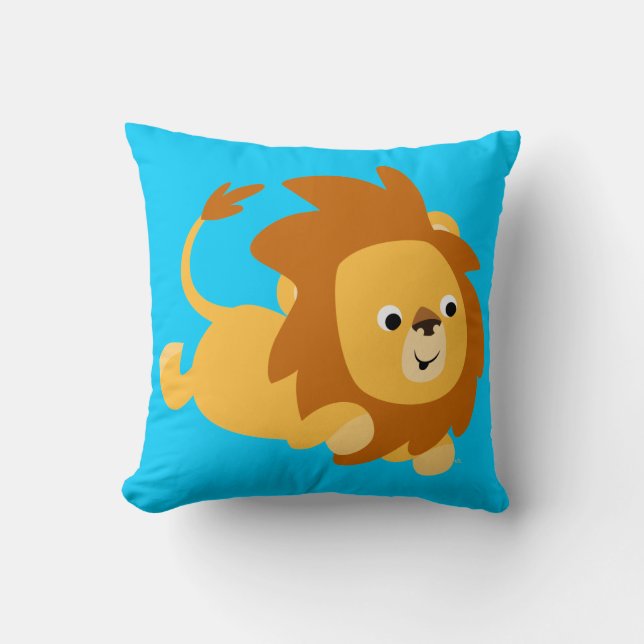 Almofada Travesseiro de Lion de Gamboling de Cartoon (Frente)