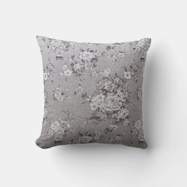 Almofada Travesseiro de luxo Silver Floral Design (Frente)
