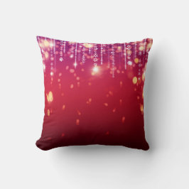 Almofada Travesseiro de Luzes Festivas Vermelho e Dourado