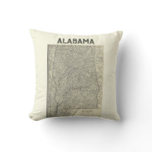 Travesseiro de Mapa do Alabama Vintage