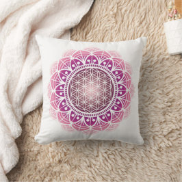 Almofada Travesseiro de meditação Mandala flor da vida rosa