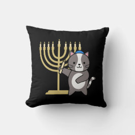 Almofada Travesseiro de Menorá de Gato de Hanukkah Fofo par