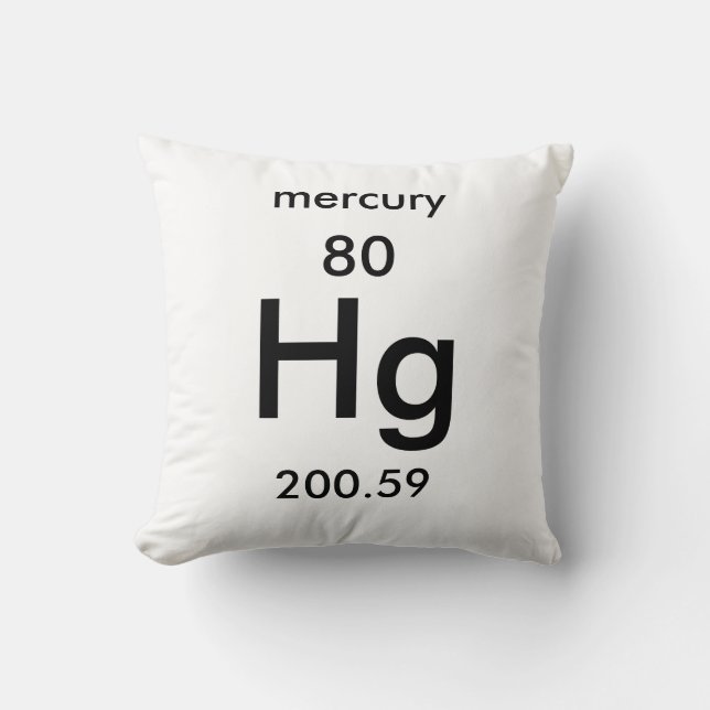 Almofada Travesseiro de Mercury da mesa periódica 80 (Frente)