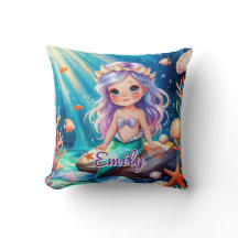 Travesseiro de Mermaid Ocean Cute - Nome Editável