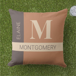Almofada Travesseiro de Monograma de Bloco de Cor Castanho