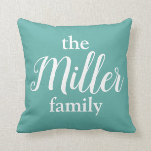 Almofada Travesseiro de Monograma de Texto Branco e Famíli
