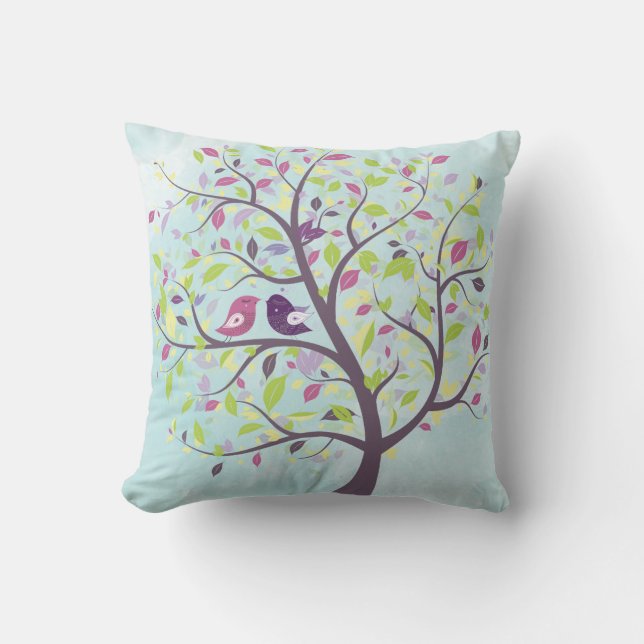 Almofada Travesseiro de Namorados de Pássaros bonito (Frente)