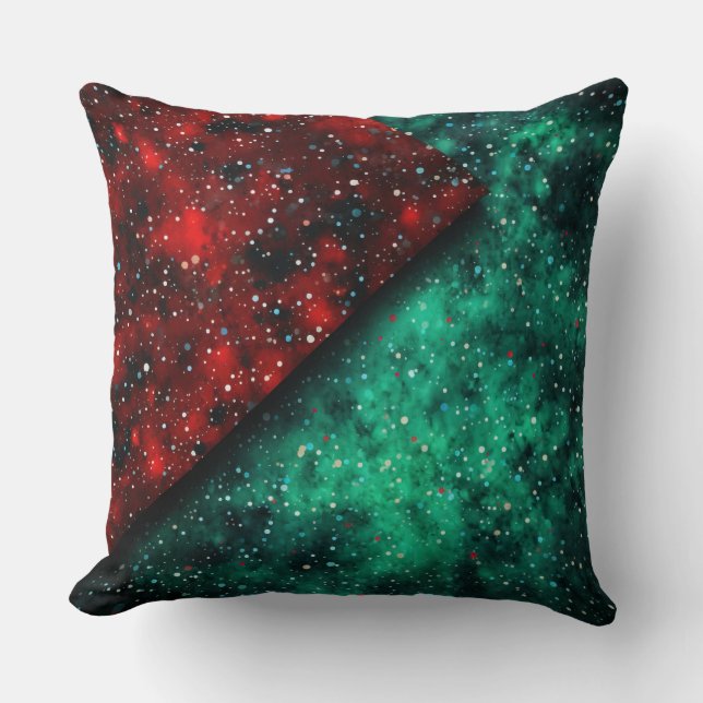 Almofada Travesseiro de Natal abstrato - Vermelho e Verde m (Frente)