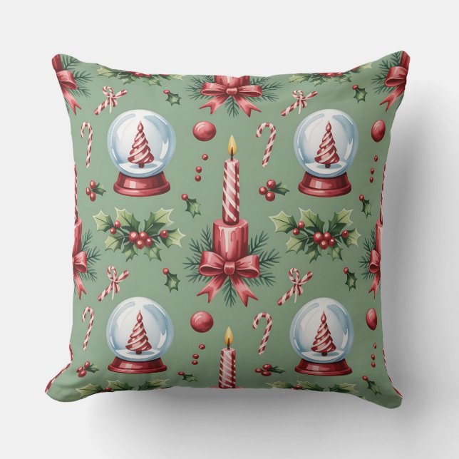 Almofada Travesseiro de Natal Botânico Elegante (Frente)